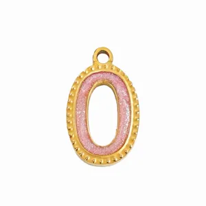 Colgante con número de purpurina rosa DIY de acero inoxidable para collar y pendientes