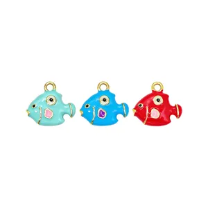 Bunte Emaillierte Fisch Anhänger Titanstahl DIY Handgemachte Halskette Schmuck Zubehör Teile