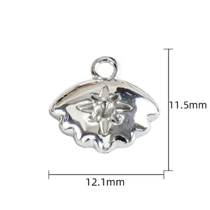 Pendentif coquillage étoile en acier inoxydable, taille 11.5x12.1mm pour bijoux DIY.