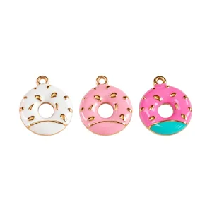 Emaillierte Donut Anhänger Set für DIY handgemachte Halsketten und Schmuck Zubehör.