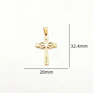 Goldener Edelstahl Kreuz Anhänger fuer DIY Schmuck Herstellung Halskette Armband Charms