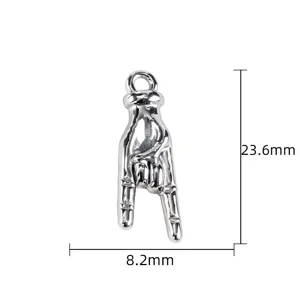 Vintage silver hand gesture charm pendant DIY jewelry accessory for necklace bracelet