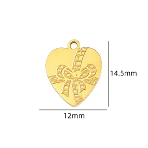 Gold heart bow pendant detail view, perfect for DIY jewelry making and necklace crafting.