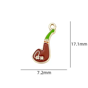 Enamel smoking pipe metal pendant charm for DIY jewelry making accessories and crafts.
