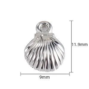 Pendentif coquillage en acier inoxydable DIY breloque marine 11.9x9mm vue detaillee