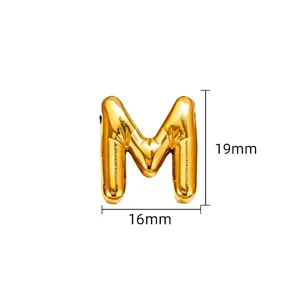 Gouden ballon letter M hanger, 16x19mm titanium staal DIY ketting sieraden accessoire.