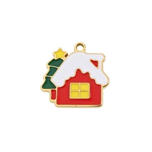 Christmas tree house enamel pendant for DIY handmade bracelet necklace jewellery accessories