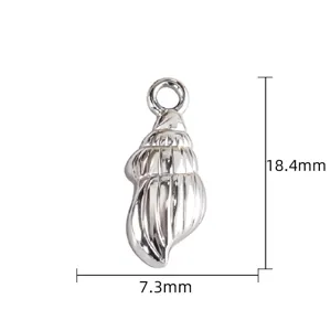 Pendentif coquillage 3D en acier inoxydable breloque DIY pour collier bracelet 18,4x7,3mm