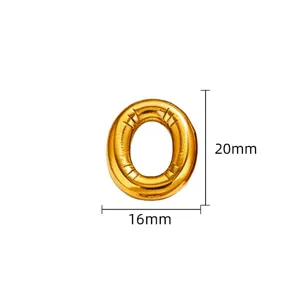 Gouden 3D bubbelletter O hanger detail, 20x16mm titanium staal DIY sieraden accessoire.