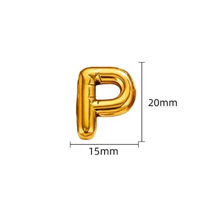 Gouden bubbel letter P hanger van titanium staal DIY handgemaakte ketting accessoire