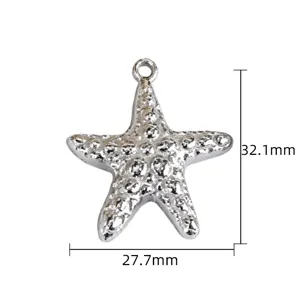 Pendentif étoile de mer en acier inoxydable pour bijoux DIY, dimensions 32.1x27.7mm.