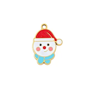 Christmas snowman enamel titanium steel pendant for DIY handmade bracelet and necklace accessories.