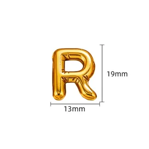 Gouden Gepofte Letter R Hanger Roestvrij Staal DIY Ketting Bedel Detail 19x13mm