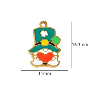 Enamel gnome pendant DIY jewelry accessory, cute holiday charm for handmade crafts.