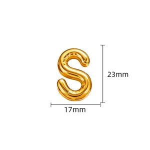 Gouden ballon letter S hanger roestvrij staal DIY sieraden accessoire maat 23x17mm