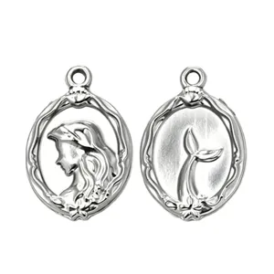 Pendentif sirène en acier inoxydable DIY collier bracelet bijou argenté accessoire mode