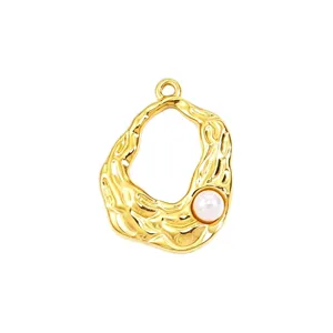 Gold unregelmäßiger Anhänger Charme mit Perle für DIY Halskette Schmuck Zubehör Hauptartikel