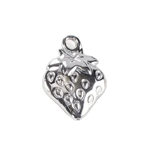 Silver strawberry charm pendant DIY jewelry accessory for bracelet necklace making