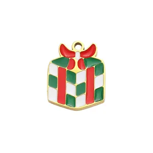 Christmas gift box titanium steel pendant DIY jewelry accessory charm for necklace bracelet