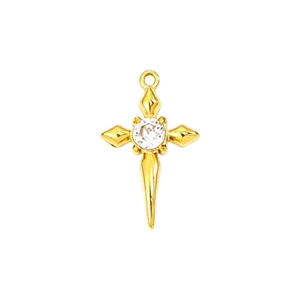 Goldener Kreuz Anhänger mit Zirkonia für DIY Halskette Schmuckherstellung Zubehör