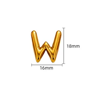 Goud 3D Bubble Letter W Hanger Titanium Staal DIY Ketting Telefoon Ketting Accessoire 16x18mm