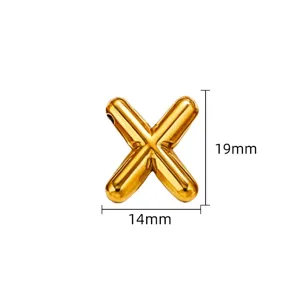 Gedetailleerd overzicht van vergulde opgeblazen letter X hanger, 19x14mm DIY sieraad