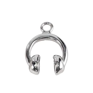 Silver headphone pendant charm DIY jewelry accessory for necklace bracelet crafting.