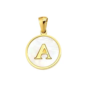 Cross-border fashion letter mother-of-pearl round pendant DIY necklace bracelet jewelry accessories