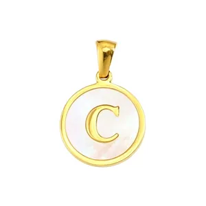 Exquisite gold mother of pearl letter C pendant necklace DIY fashion jewelry accessory.