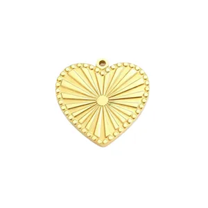 Gold Titanium Steel Heart Pendant Ginkgo Leaf DIY Jewelry Necklace Charm Accessory