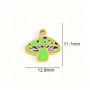 Colorful oil drip cartoon mushroom alloy pendant jewelry accessory detail close up view