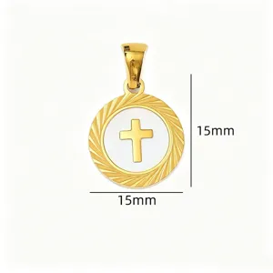 15mm stainless steel mother of pearl cross pendant DIY necklace bracelet accessory item