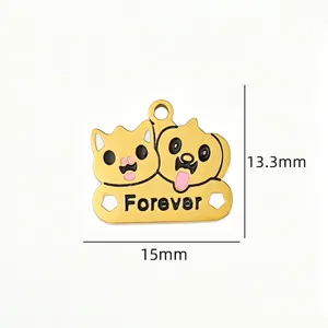 Titanium steel pet pendant cat dog memorial DIY charm necklace bracelet accessories 15mm