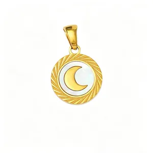 Titanium steel mother-of-pearl round moon pendant DIY necklace bracelet jewelry accessory