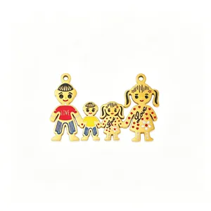 New Mother's Day family metal pendant DIY jewelry charm cute gold charm accessories.
