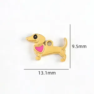 Gold dachshund pendant stainless steel cute dog charm for DIY necklace jewelry making