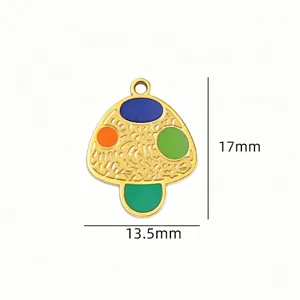Colorful enamel mushroom alloy pendant DIY jewelry making necklace keychain accessory item