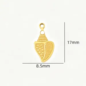 Stainless steel gold shell pendant DIY necklace bracelet accessory 17x8.5mm jewelry