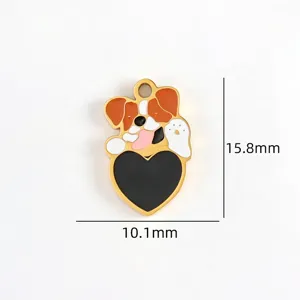 Titanium steel dog enamel pendant charm DIY necklace bracelet jewelry accessory.