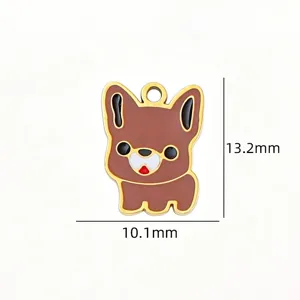 Titanium steel cute dog pendant enamel DIY charm for handmade bracelet necklace accessory