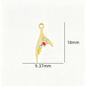 Gold Mermaid Tail Charm Stainless Steel Jewelry DIY Pendant Detail Size 18x9.37mm Accessories