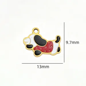 Stainless steel cute puppy pendant charm for DIY handmade jewelry bracelet accessory 13mm