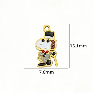 Cute Snoopy enamel metal pendant charm for DIY handmade jewelry bracelets and necklaces.