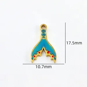 Stainless steel mermaid tail pendant DIY charm for necklace bracelet jewelry making crafts.