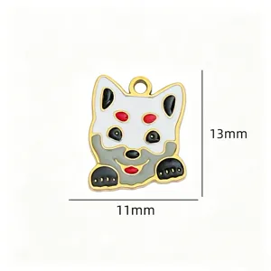 Titanium steel enamel pet paw pendant detail, cute cat dog charm for DIY jewelry.