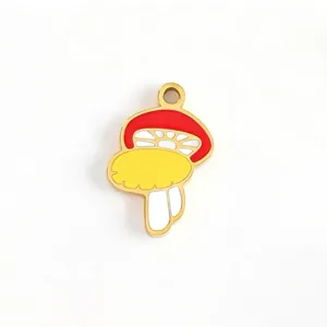 Colorful enamel cartoon mushroom alloy pendant for DIY handmade jewelry earrings necklace keychain.