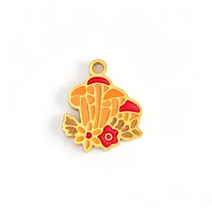 Colorful enamel cartoon mushroom alloy pendant for DIY jewelry making, necklace and earrings.