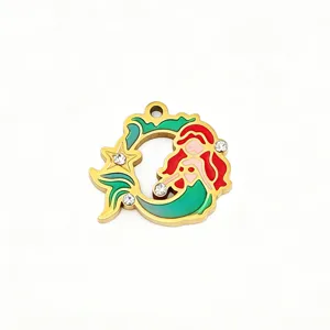 Stainless steel mermaid charm DIY pendant necklace bracelet jewelry accessory making