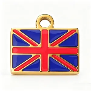Gold-plated stainless steel UK Union Jack flag enamel charm pendant for DIY jewelry making.