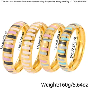 European and American titanium steel oil-dripping striped wide gold fashion bracelet.